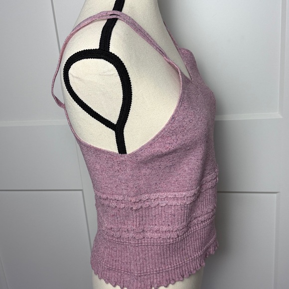 NWT Anthropologie ribbed knit stylish tank top pink rose medium - Picture 7 of 9